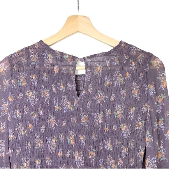 AEO Chiffon Smocked Floral Bell Sleeve Top - Picture 7 of 8